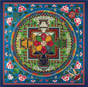 150の主題の芸術作品 Painting - 青金曼荼羅仏教